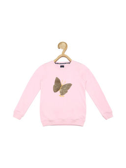 Allen Solly Junior - Girls Pink Embellished Regular Fit Sweatshirt