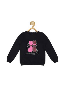 Allen Solly Junior - Girls Black Embellished Regular Fit Sweatshirt