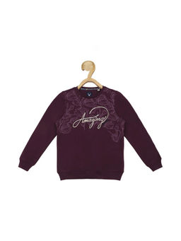 Allen Solly Junior - Girls Purple Print Regular Fit Sweatshirt