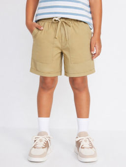 Somersault - Boys Solid Beige Cotton Above Knee Shorts