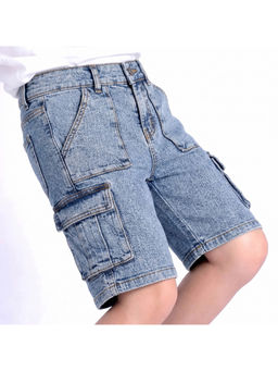 Purple United Kids - Boys Shorts Light Blue Denim With Cargo Pockets And Comfort Fit