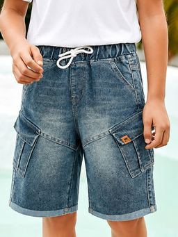 Purple United Kids - Boys Shorts Blue Denim With Utility Pockets And Relaxed Fit