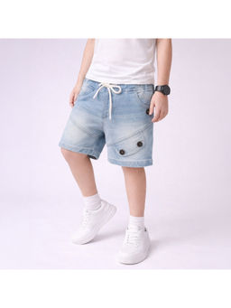 Purple United Kids - Boys Shorts Light Blue Denim With Drawstring Waist