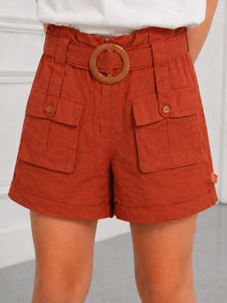 Purple United Kids - Girls Shorts Rust With Pleated Front And Comfortable Fit