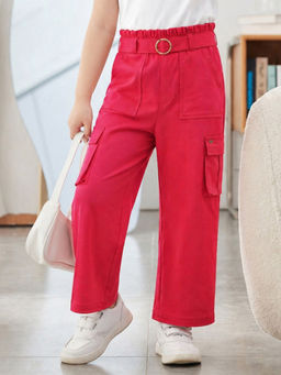 Purple United Kids - Girls Trousers Light Pink With Wide Leg And Cargo Pocket
