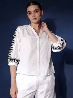 Saint G - Saint Violette White Embroidered Cotton Shirt