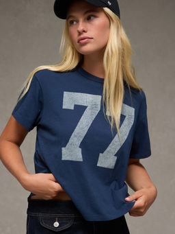 American Eagle - Ae Ex-Boyfriend Logo Graphic T-Shirt Navy Blue