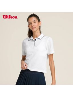 Wilson - Women Cropped Tennis White Collared Slim Fit Half Sleeve Sports Polo T-shirt
