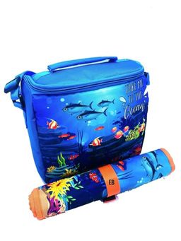Echo Boomers - Ocean Print Insulated Tiffin Lunch Bag & Rolled Dinning Table Mat Combo Set