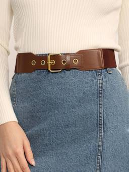 Kazo - Women Brown Cinch Lock Broad Belt