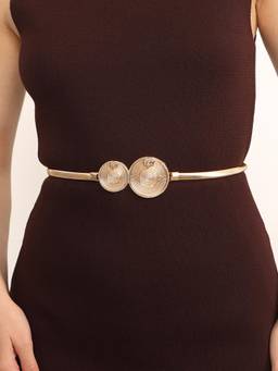 Kazo - Women Gold Forged Floral Embellished Belt