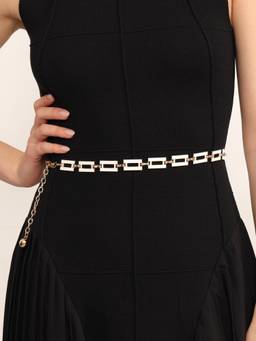 Kazo - Women Black Stem Link Chain Belt