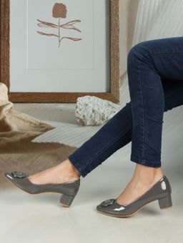 ELLE - Grey Women Solid Plain Heels