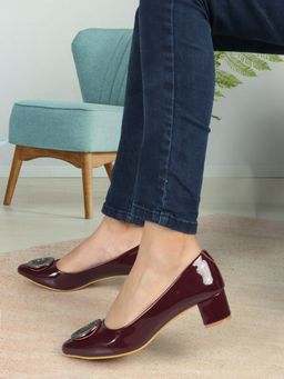 ELLE - Wine Women Solid Plain Heels