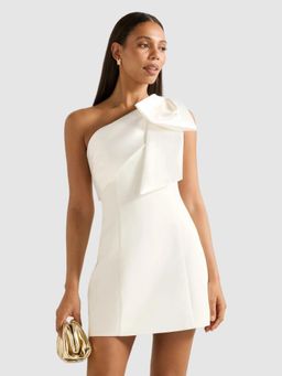 Forever New - White Holly Asym Bow Mini Dress