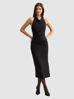 Forever New - Black Daphne Halter Column Midi Dress