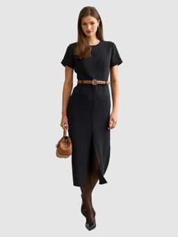 Forever New - Black Bailee Belted Tailored Midi Dress with Belt