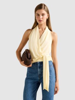 Forever New - Yellow Gianna Wrap Halter Top