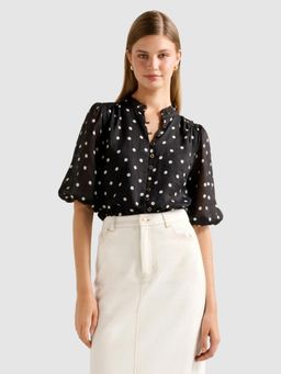 Forever New - Black Helena Spot Shirt