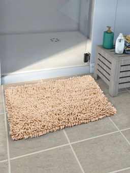 Saral Home - Cotton Anti-Skid Bath Mat (Beige, 40 x 60 cm)