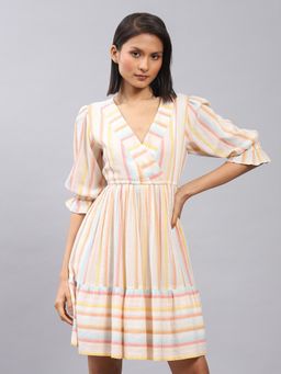 Label Ritu Kumar - V Neck 3/4th Sleeves Long Dress