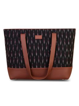 Zouk - Women's Handcrafted Ikat Black and Red Shoulder Tote Bag