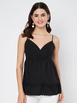 AMAGYAA - Black Embroidered Top
