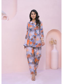 Roohaniyat - Grey Printed Shirt and Pant (Set of 2)