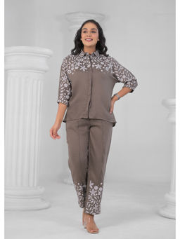 Roohaniyat - Grey Printed Shirt and Pant (Set of 2)