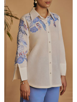 ORIGANI - Blue Embroidered Shirt