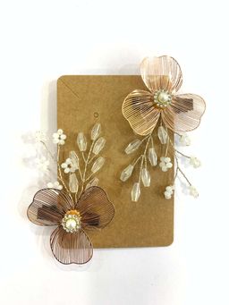 BEAUTY SPOT JEWELLERY - Golden Blossom Pearl Hair Clip (Pack Of 2)