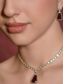 BEAUTY SPOT JEWELLERY - Ruby Edge Polki Necklace with Earrings