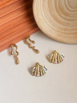 Niska - Gold Statement Earrings (Pack Of 2)