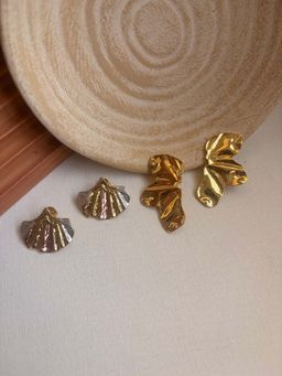 Niska - Statement 18K Gold Plated Anti Tarnish Earrings (Pack Of 2)