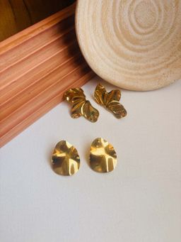 Niska - Statement 18K Gold Plated Anti Tarnish Earrings (Pack Of 2)