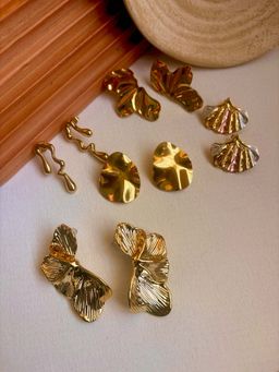 Niska - Statement 18K Gold Plated Anti Tarnish Earrings (Pack Of 5)