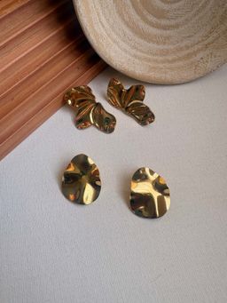 Niska - Statement 18K Gold Plated Anti Tarnish Earrings (Pack Of 2)