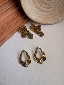 Niska - Statement 18K Gold Plated Anti Tarnish Earrings (Pack Of 2)