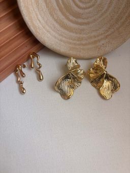 Niska - Statement 18K Gold Plated Anti Tarnish Earrings (Pack Of 2)