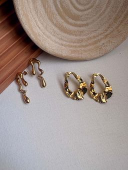 Niska - Statement 18K Gold Plated Anti Tarnish Earrings (Pack Of 2)