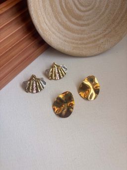 Niska - Statement 18K Gold Plated Anti Tarnish Earrings (Pack Of 2)