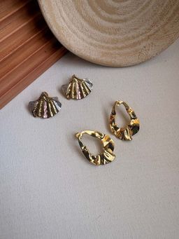 Niska - Statement 18K Gold Plated Anti Tarnish Earrings (Pack Of 2)