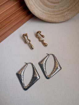 Niska - Statement 18K Gold Plated Anti Tarnish Earrings (Pack Of 2)