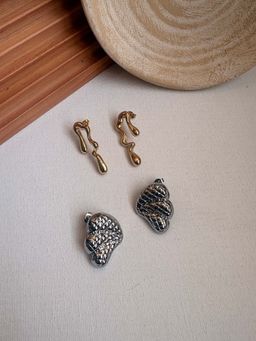 Niska - Statement 18K Gold Plated Anti Tarnish Earrings (Pack Of 2)