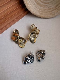 Niska - Statement 18K Gold Plated Anti Tarnish Earrings (Pack Of 2)