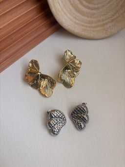 Niska - Statement 18K Gold Plated Anti Tarnish Earrings (Pack Of 2)