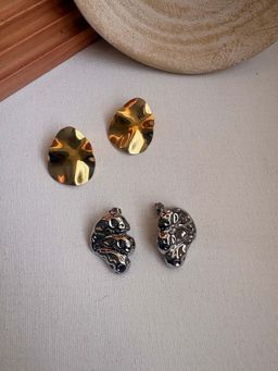 Niska - Statement 18K Gold Plated Anti Tarnish Earrings (Pack Of 2)