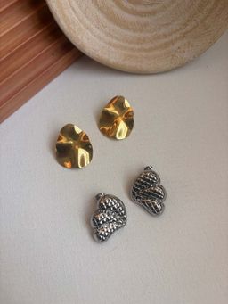 Niska - Statement 18K Gold Plated Anti Tarnish Earrings (Pack Of 2)