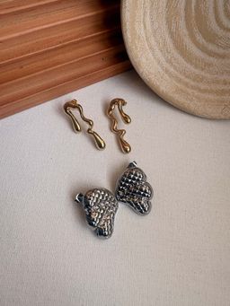 Niska - Statement 18K Gold Plated Anti Tarnish Earrings (Pack Of 2)