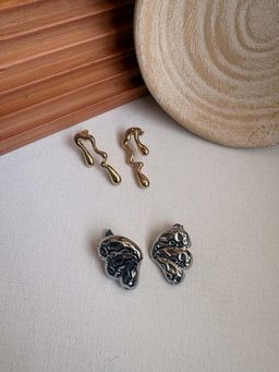 Niska - Statement 18K Gold Plated Anti Tarnish Earrings (Pack Of 2)